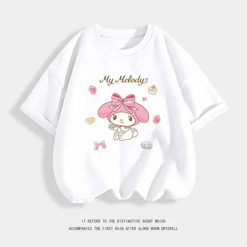 

Meileti cartoon printed short sleeved 2026 spring and summer clothes pure cotton round neck casual parent-child T-shirt