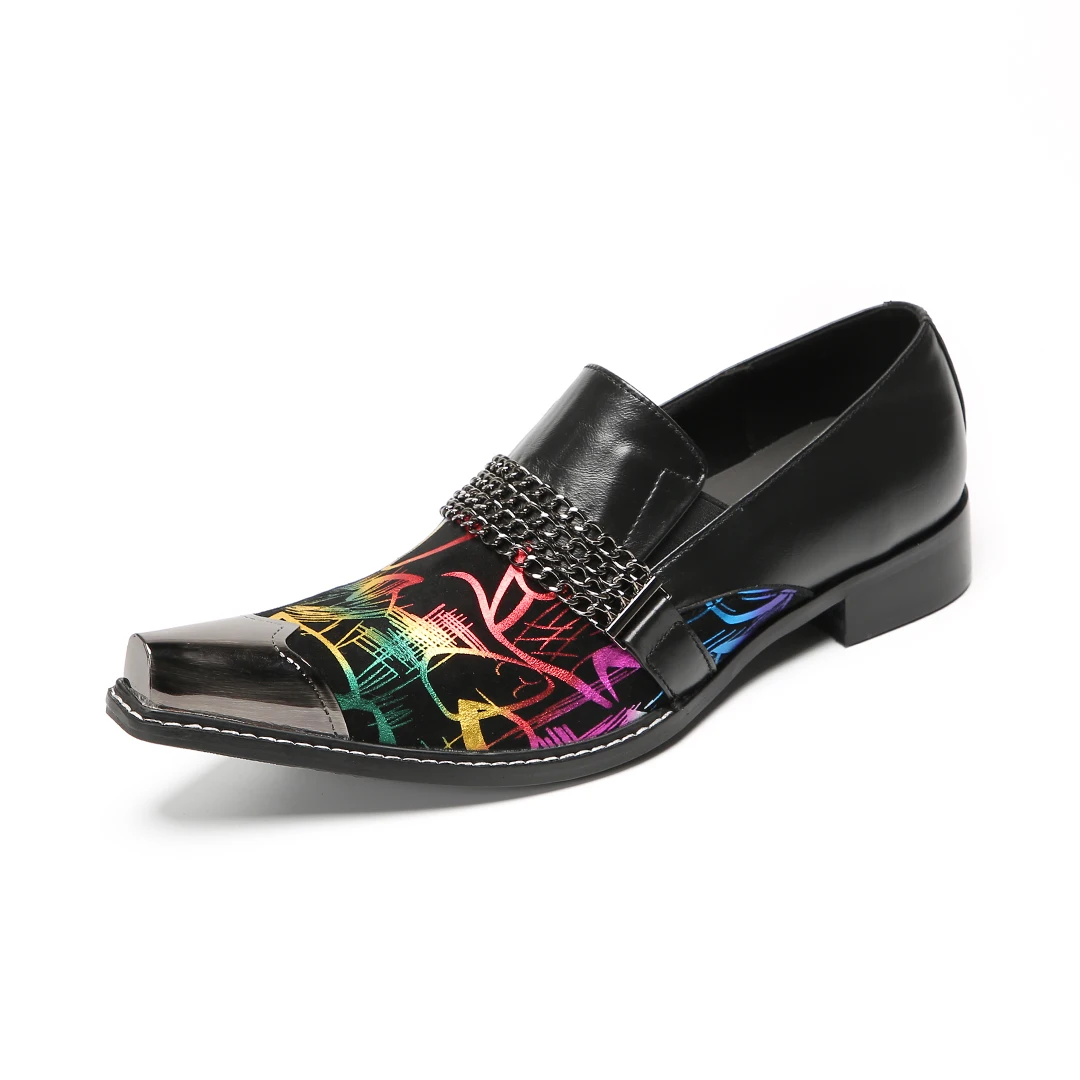 Handcrafted Men's Loafers with Metal-Tipped Buckle Slip-Ons Black Party Banquet Men's Formal Wedding Leather Shoes