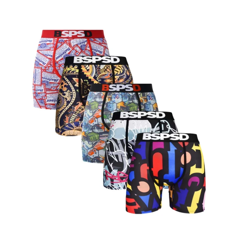 

5 шт. мужские трусы-боксеры, нижнее белье с принтом, мужское нижнее белье, сексуальные дышащие трусы, большие размеры, удобные мужские трусы, плавки