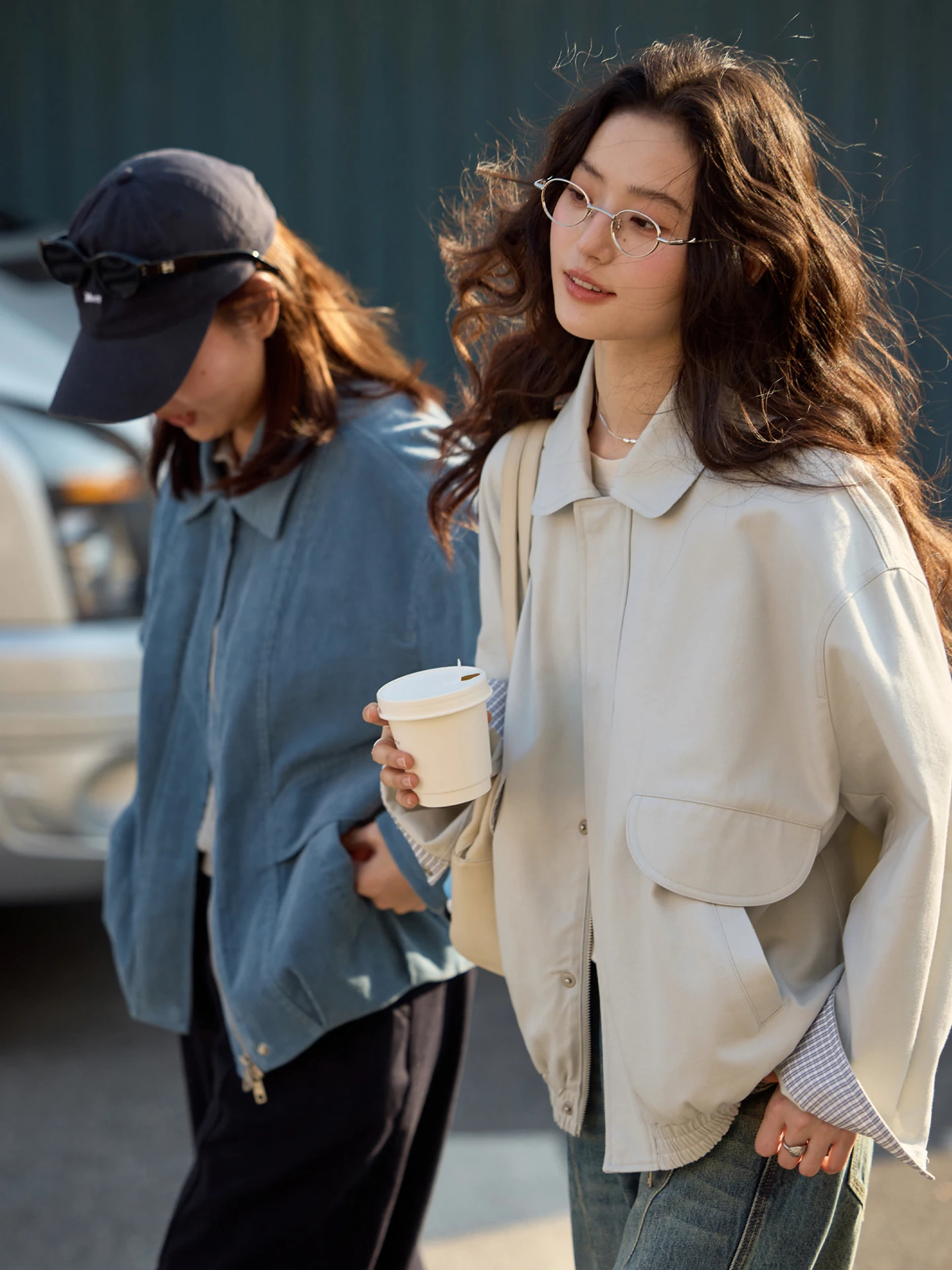

Casual Loose Workwear Jaet Women's Spring Loose Collar Patchwork ey Work Clothes Amy Wine House Polyester Fiber Cotton Blend