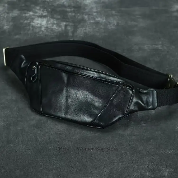 

Men's Waist Bag Mini Travel Fanny Chest Pack Cowhide Belt Bag Male Small Waist Bag For Phone Pouch