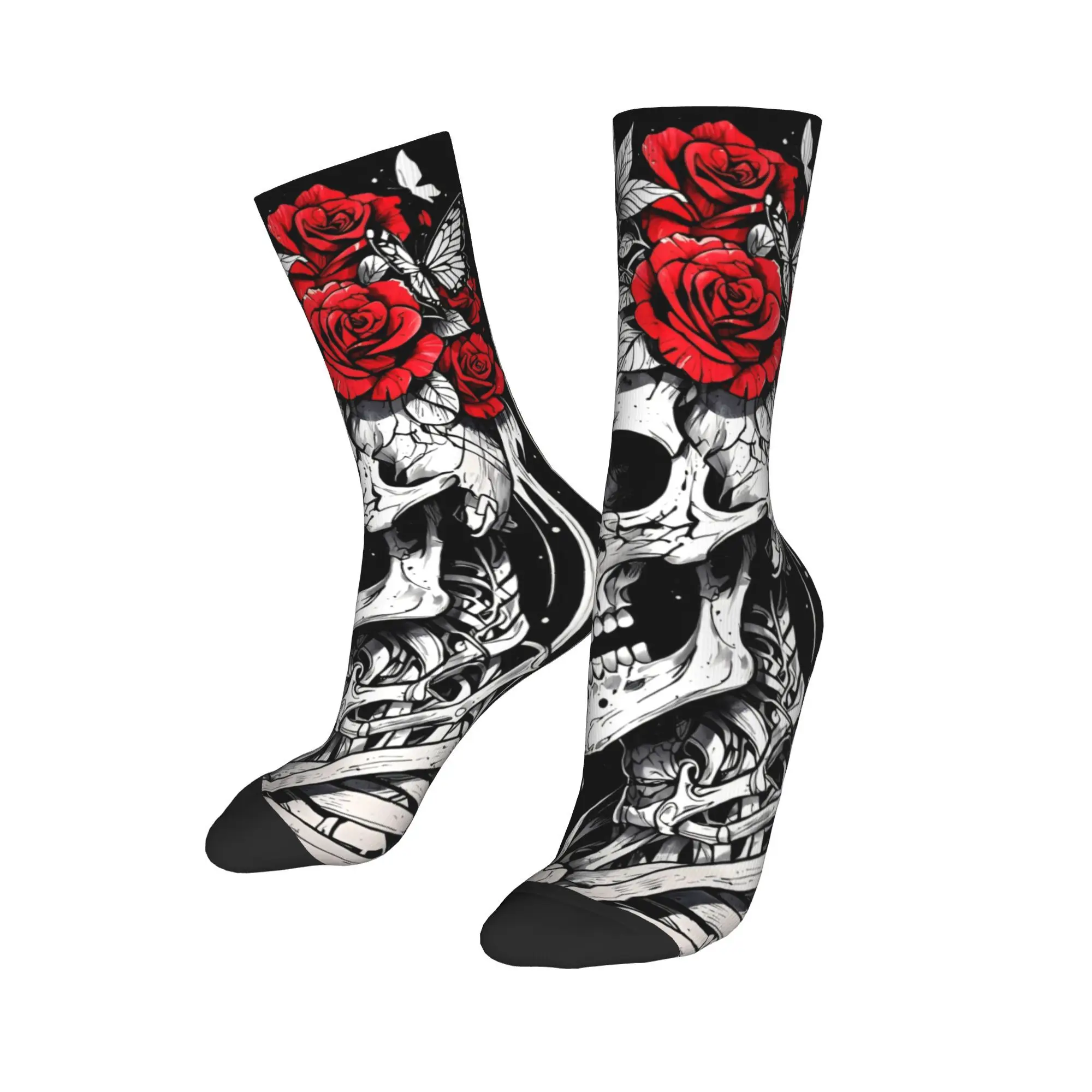 Calcetines con estampado Floral de llama y calavera de azúcar, medias de diseño antideslizantes, calcetines Unisex para hombre, calcetines suaves de ciclismo a la moda de otoño