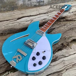 12 String Semi Hollow Body Electric Guitar, Metallic Blue Color, 360 Electric Guitarra, Double Output Jacks, Free Shipping