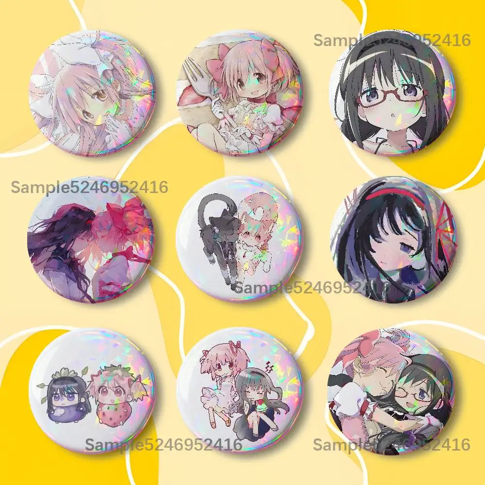 Puella Magi Madoka Magica Round Button Pins Badge Creative Brooches Backpack Clothes Decoration Fashion Cartoon Jewelry Gifts