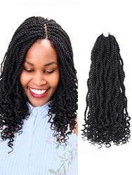Wavy Senegalese Twist Crochet Hair Crochet Hair for Black twisted Kids Crochet Hair 1 Packs Braids Wavy Ends Synthetic Hair