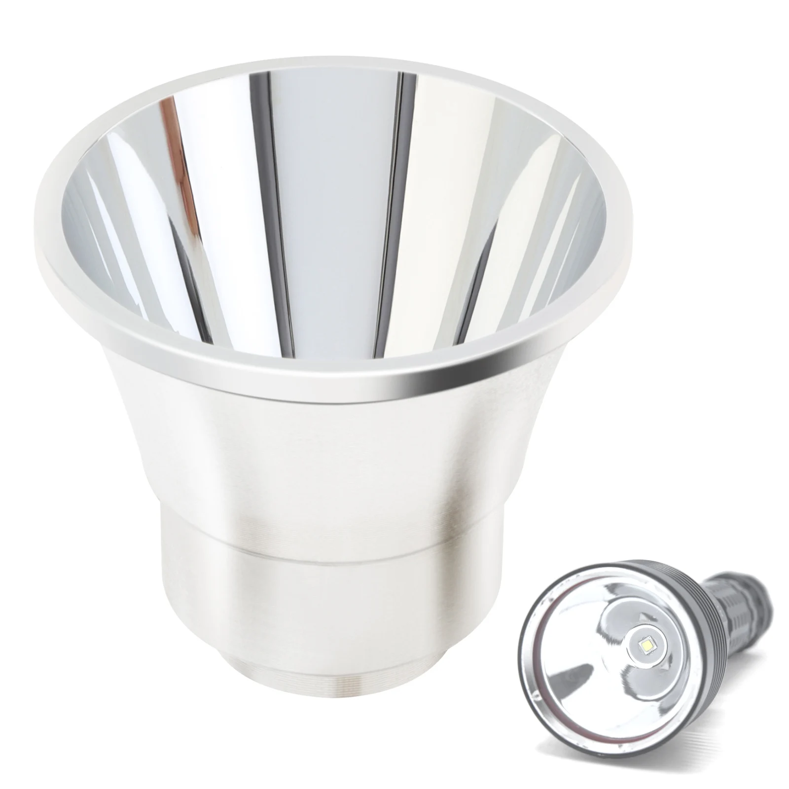 

51mm Aluminum Alloy LED Lampshade Bowl for DIY Flashlight, Height 45mm Lamp Beads Flash Light Reflective Cup Reflector