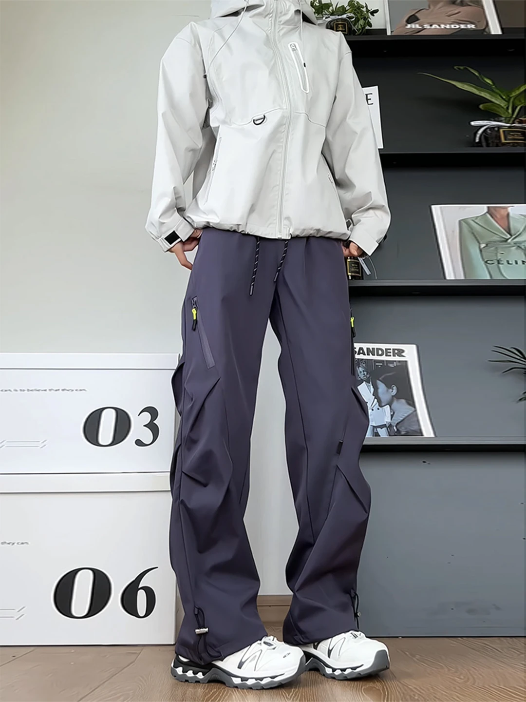 Dopne Purple Tee-Proof Men's Workwear Trousers Autumn American Folded Paratrooper Outdoor Hiking Mountain Climbing Pants
