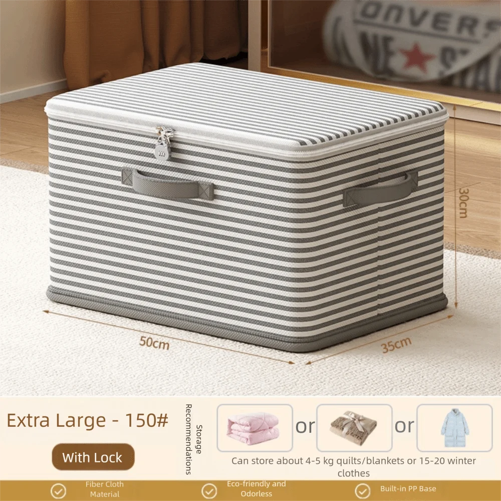 New Large Capacity Storage Box Dust-proof With Password Lock Clothing Organizer Foldable Double Zipper Storage Bin Wardrobe