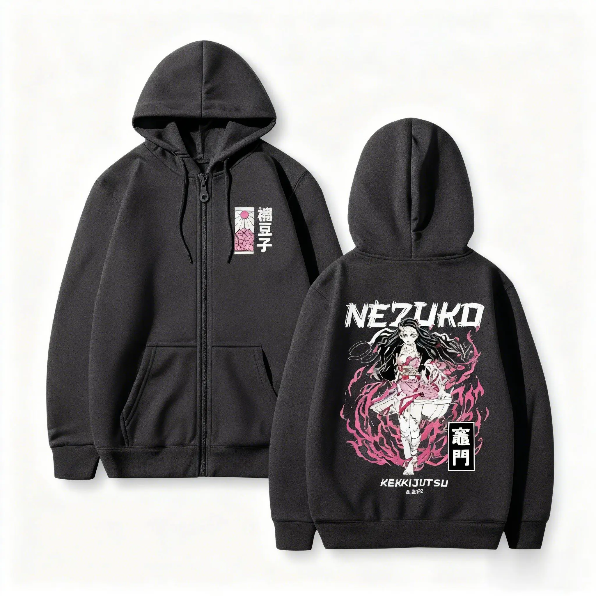 Nezuko Kimetsu No Yaiba Anime Hoodie Pullover Sweatshirt Men Women Zip Up Casual Streetwear Cosplay 2026 Autumn Winter Fashion