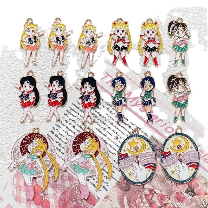 10PCS DIY Cute Sailor Moon Anime Metal Charming DIY Keychain Pendants Fashion Jewelry Phone Backpack Accessory Gifts view 2