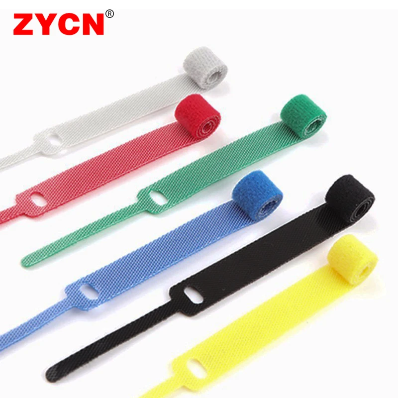 50Pcs Releasable Cable Ties T-Type Plastics Fastening Reusable 12*150/200mm Straps Nylon Wrap Zip Bundle Bandage Hook And Loop