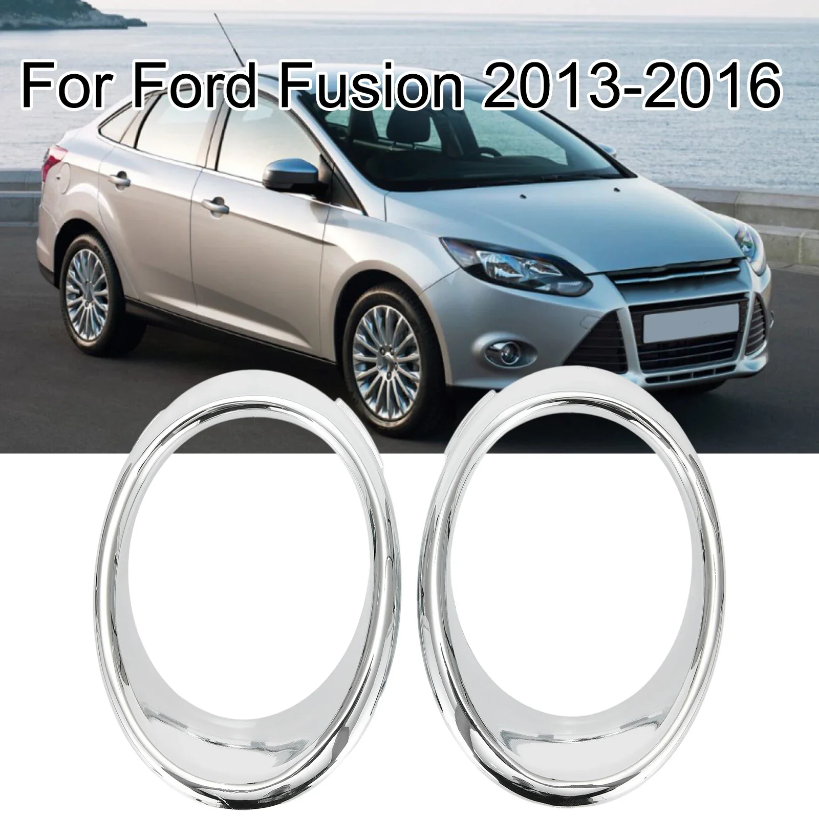 

Pair Front Left & Right Chrome Fog Lamp Bezel Trim Ring For Ford Fusion 2013-2016 Accessories For Vehicles