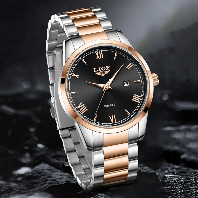 

LIGE Business Watch Men Casual Military Waterproof Men's Quartz Wristwatch Luminous Stainless Steel Date Chronograph Male Clock