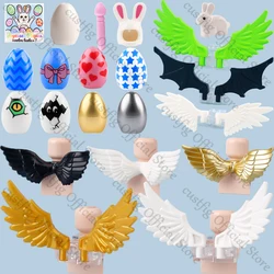 MOC Easter Day Egg Rabbit Animal Building Blocks Castle Knight Figures Angel Feathered Wings Creative Bunny Model Kids Toy Gifts