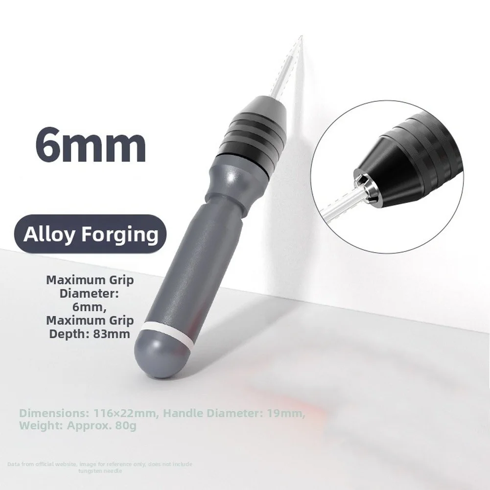 Welding Needle Grip Gray Electrode Sharpener Holder Alloy Construction 6mm Clamping Diameter 83mm Clamping Depth