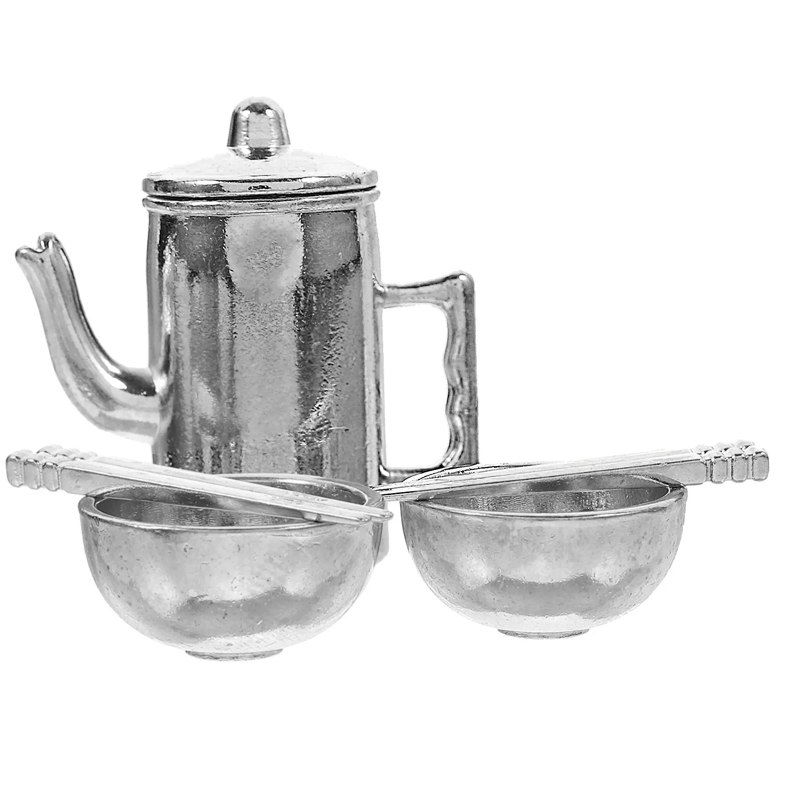 

1Set Miniature Tableware Set for Dollhouse Kitchen Decor Mini Bowls Chopsticks Tea Kettle Ornament Home Mini House Tableware