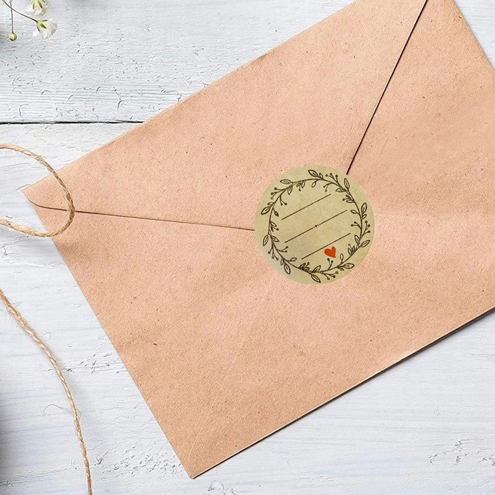 

2 Rolls Self Adhesive Kraft Paper Stickers Bread Decorative Gift Decals Baking Seal Supplies Round Labels Cake Packaging