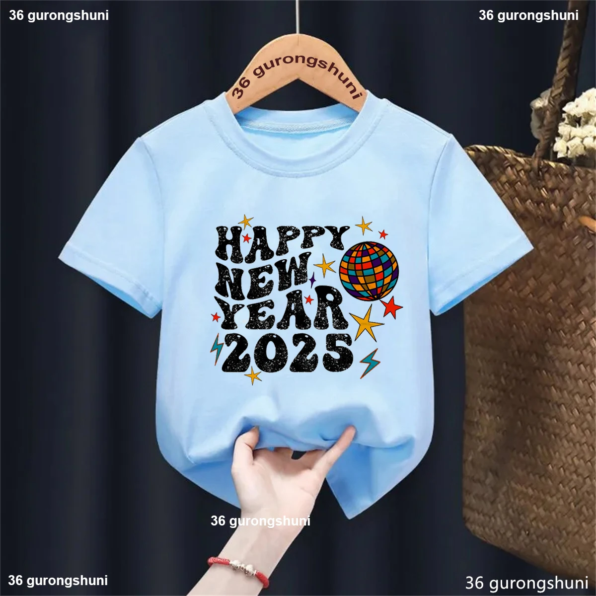 

Happy New Year 2025 Graphic Printed Tshirt For Girls/Boys Cool Kawaii Kids Clothes Funny White/Pink/Yellow/Blue T Shirt