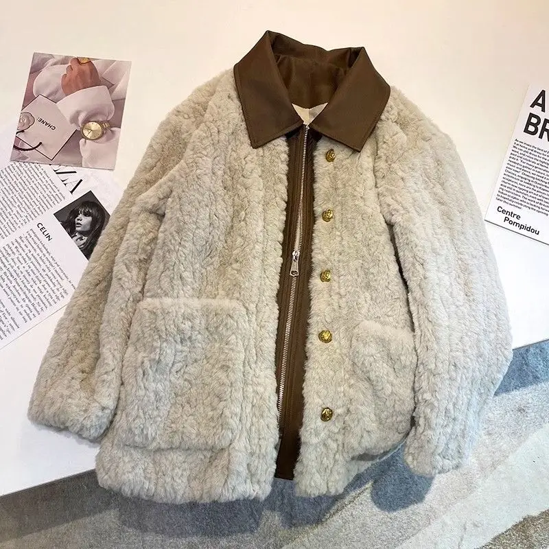 

Lamb Wool Jacket Long Women Y2K Clothes Design Garments Style Vestments Fashion Attire Look Apparel Aesthetic Outfits Approach