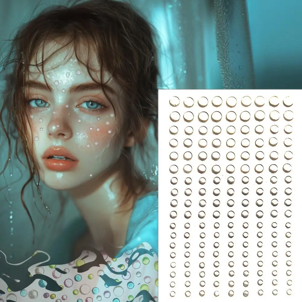 Grupo de meninas gota de água maquiagem adesivos espumante transparente gota de água cristal diamante beleza maquiagem produtos