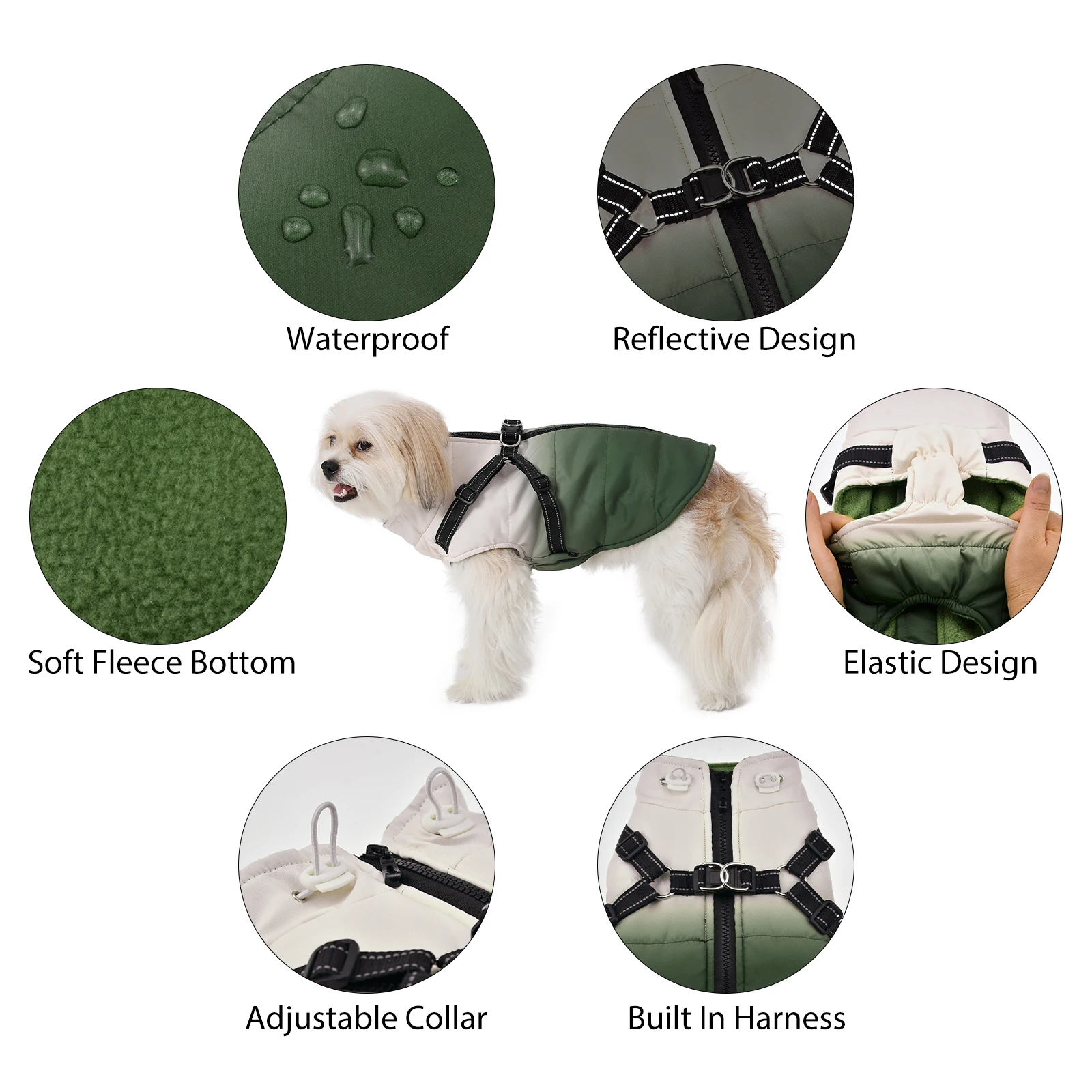 Pet Dog Jacket With Harness Windproof Winter Pet Dog Jacket With Zipper Warm Thick Reflective For Small Large Dogs Cats