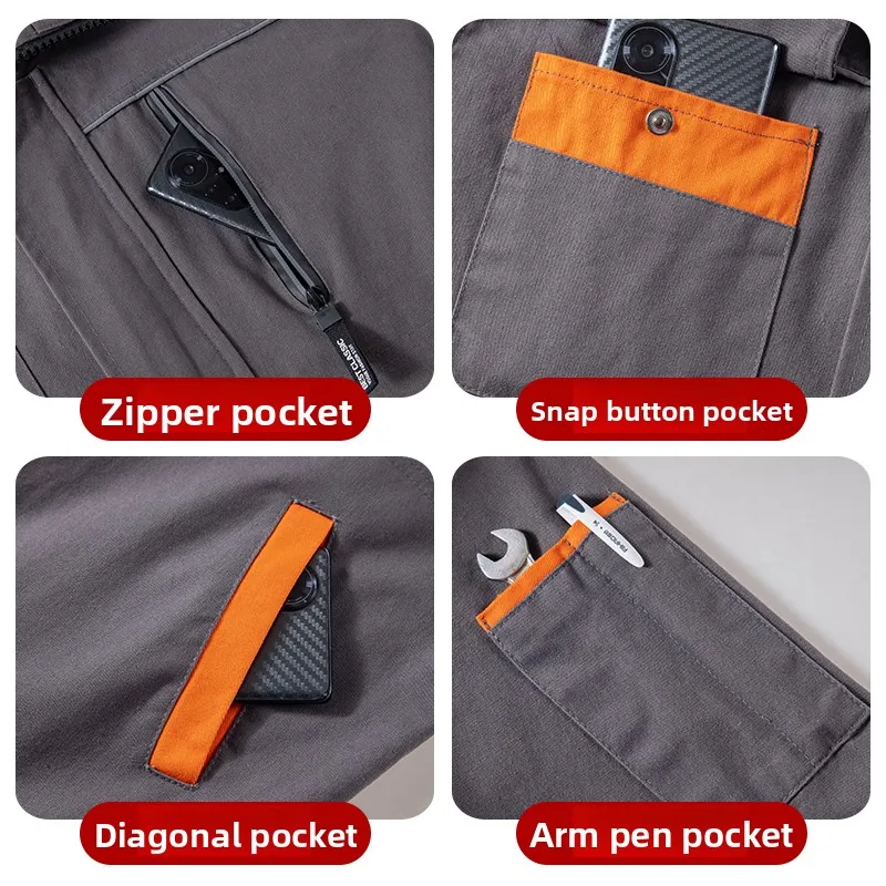 Thiened 純綿作業服セット メンズ 溶接作業服 耐炎性 春秋用 修理作業服