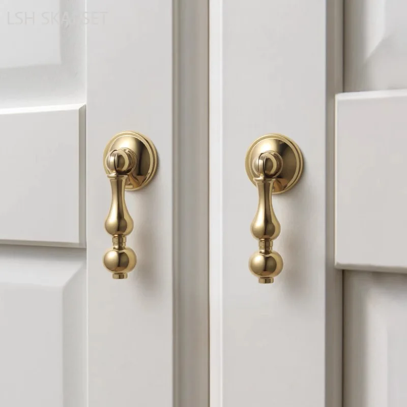 

1PC Light Luxury Brass Handle Wardrobes Cabinet Doors Handles Single-hole Drawer Knobs High-quality Furniture Handles