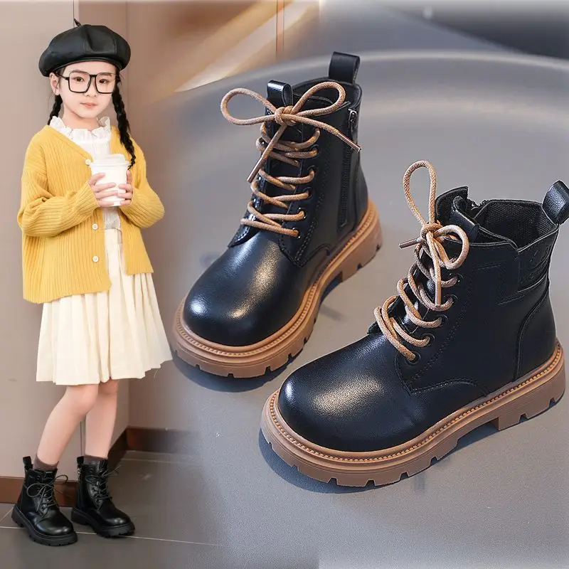 Kids Boys Girls Ankle Boots 2026 New British Style Spring Autumn Soft Sole Casual Trendy Shoes for Children