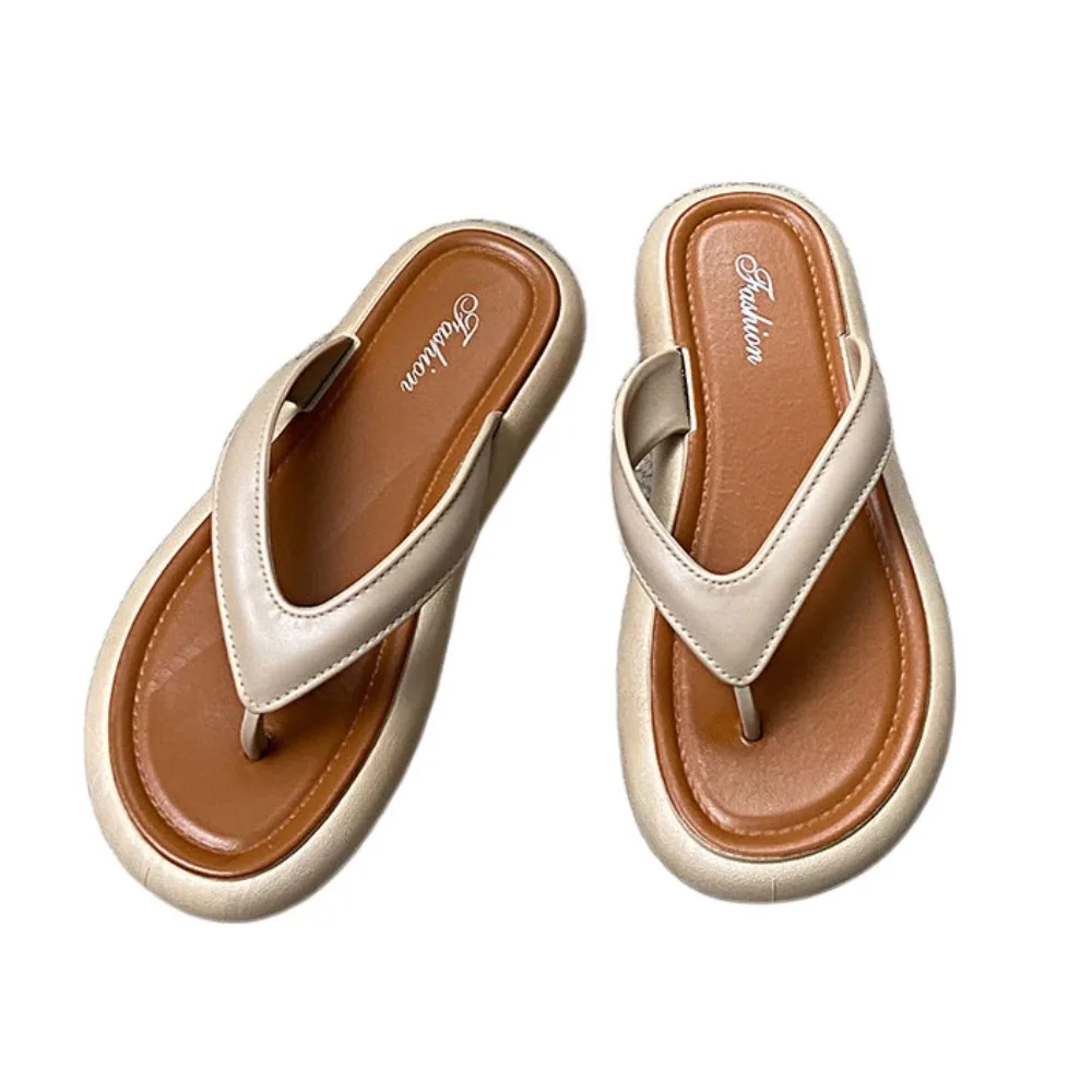 

Повседневные летние сандалии-стринги на плоской подошве, сандалии с застежкой на носок, женские мягкие нескользящие пляжные тапочки для отдыха для девочек