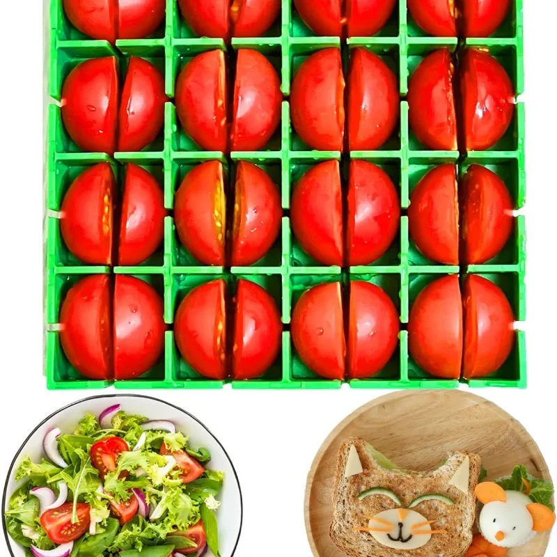 Nuevo Producto: Cortador de Verduras para Cocina, 16 Piezas, Cortador de Uvas, Tomates Cherry y Ensaladas, Corta en Mitades o Cuartos, 16 Piezas a la Vez