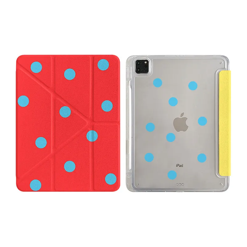 

Чехол с красным фоном и синими горошками для iPad Pro 11 M2 M3 M4 M5 A16 2025 Air 5 6 7 12.9/13/9.7/10.2/10.5/9.7 дюймов 5-го, 6-го, 7-го, 8-го, 9-го, 10-го, 11-го поколений