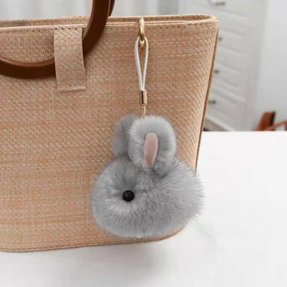 Portable Rabbit Bag Pendant Mini Rabbit Keychain Cute Bunny Fur Hairball Bunny Keychain for Bag Car