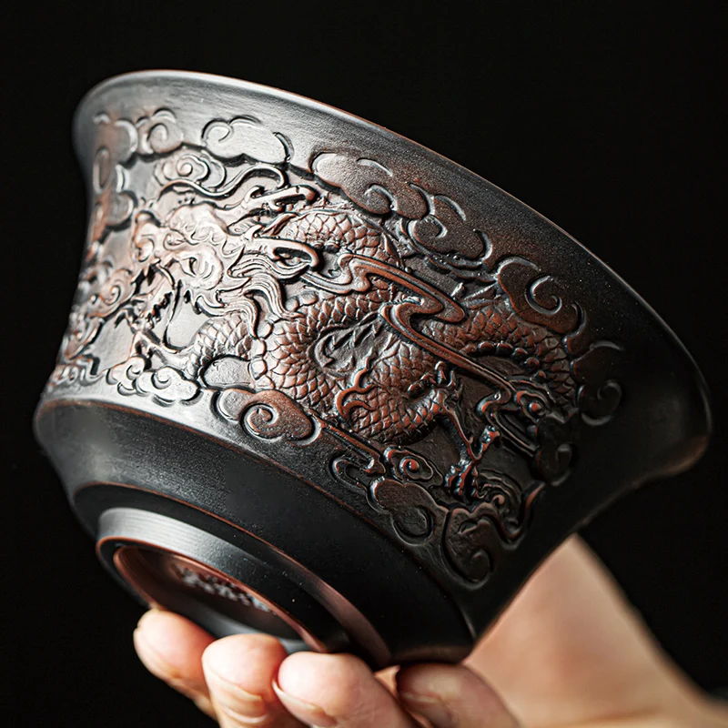 High-end Purple Pottery Chinese Teaset Gaiwan Tea Cups Lid Bowl Traditional Handmade Tea Brew Tea Cup Tea Bowl