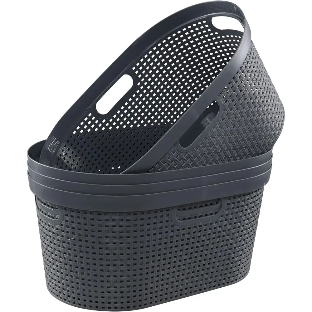 

4-Pack 40L Large Plastic Laundry Hampers with Cutout Handles, Gray