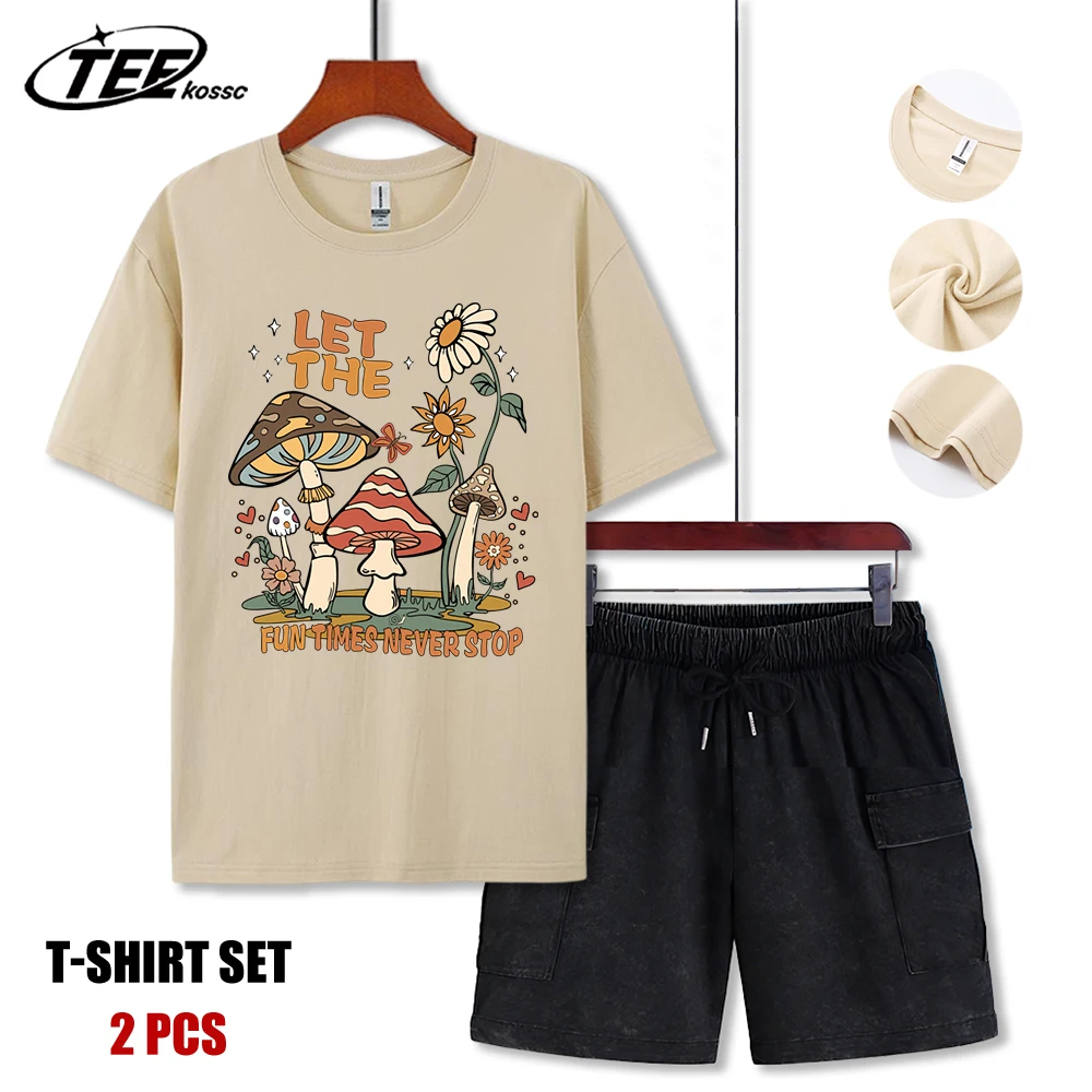 

Футболка Fun Times Never Stop Mushroommens, свободная повседневная футболка, универсальная, из хлопка, уличная одежда, мужская модная удобная одежда