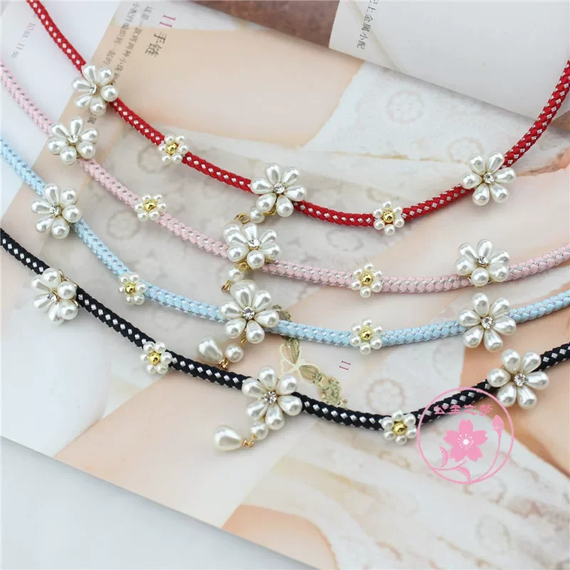 Handmade Pearl Flower Obi-Jime – Multi-Color Kimono Waist Cord for Yukata & Traditional Wear