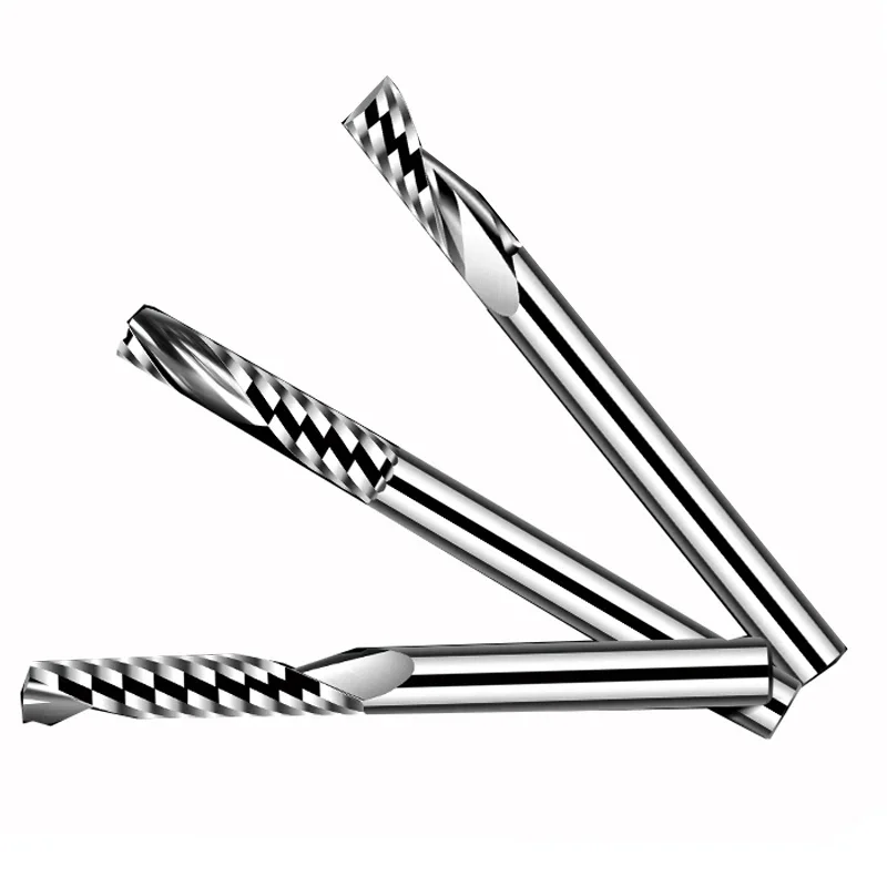 1 قطعة قاطعة المطحنة الحلزونية 1 الناي الأيمن دوامة القاطع الاكريليك بولي كلوريد الفينيل MDF الكثافة مجلس النقش راوتر بت كربيد نهاية مطحنة 6-12 مللي متر #3