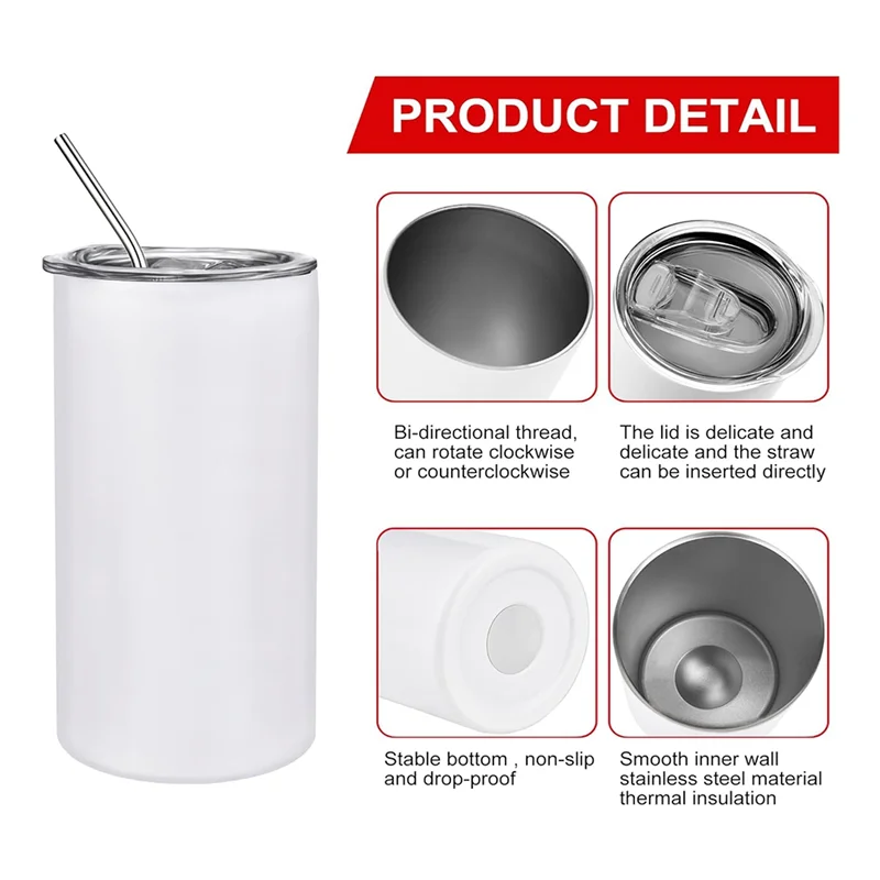 

HGHO Pack Of 6 12 Oz Sublimated Tumblers Blank, Insulated Stainless Steel Water Bottles With Lids And Straws For DIY Easy Instal