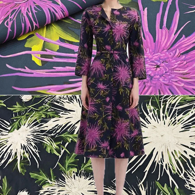 

Европа и Америка, поплиновый хлопковый материал с принтом желтых хризантем для женщин, платье, блузка, ткань «сделай сам», ткань для шитья