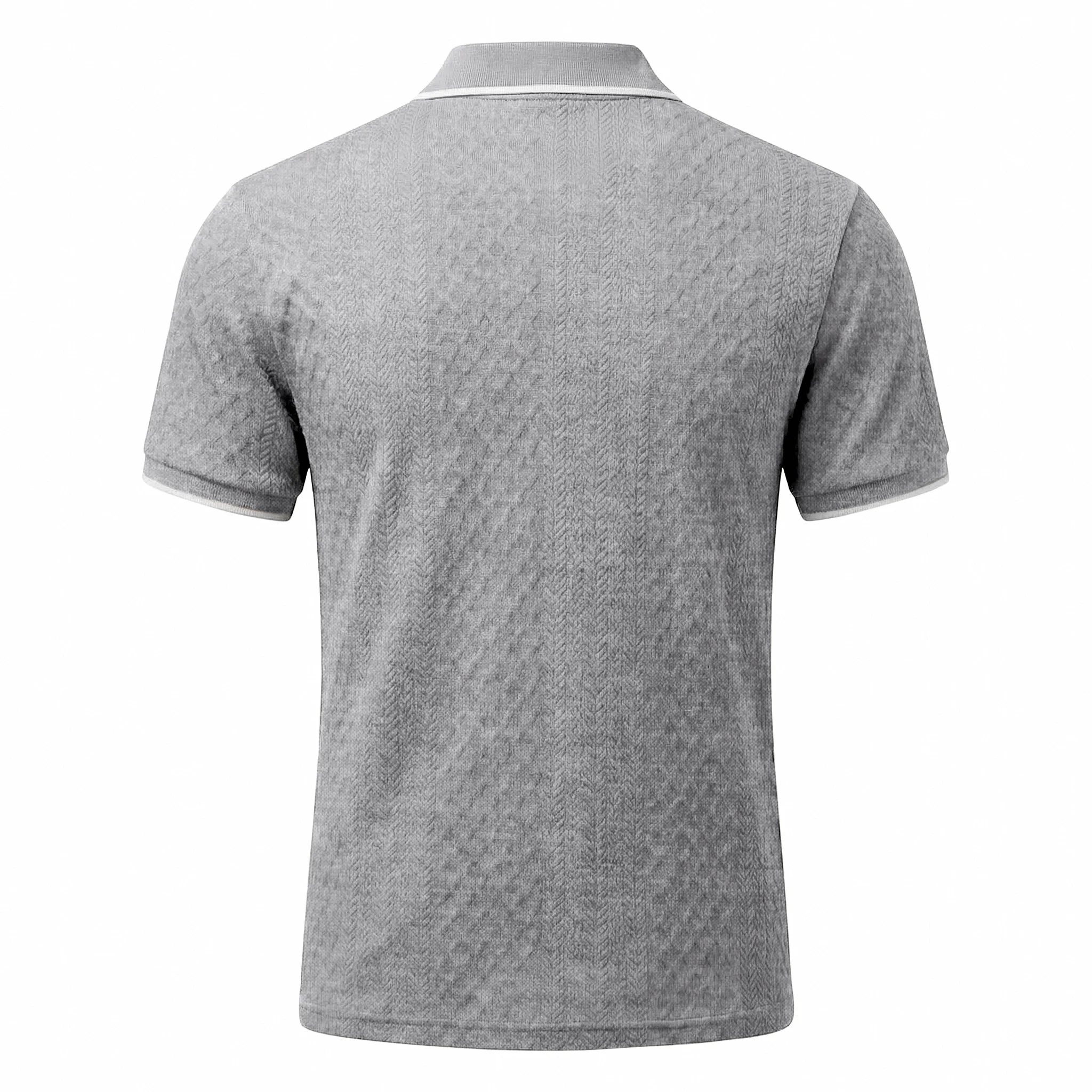 Sommer Herren Casual Business Kurzarm 9-Farben Jacquard 1/4 Reißverschluss Poloshirt | Strukturiertes Polo-Top mit Reißverschluss und kurzen Ärmeln – Detail 35