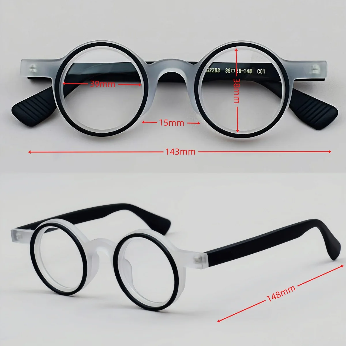 ALICIA Mode Retro Runde Vollformat Kleine Größe Brillen Luxus Acetat Spektakel Optische Verordnung Rahmen Mann Frau – Detail 1