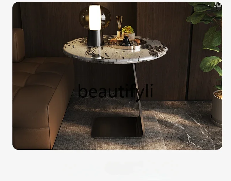 

Minimalist round luxury stone sofa light luxury high sense modern simple marble corner few