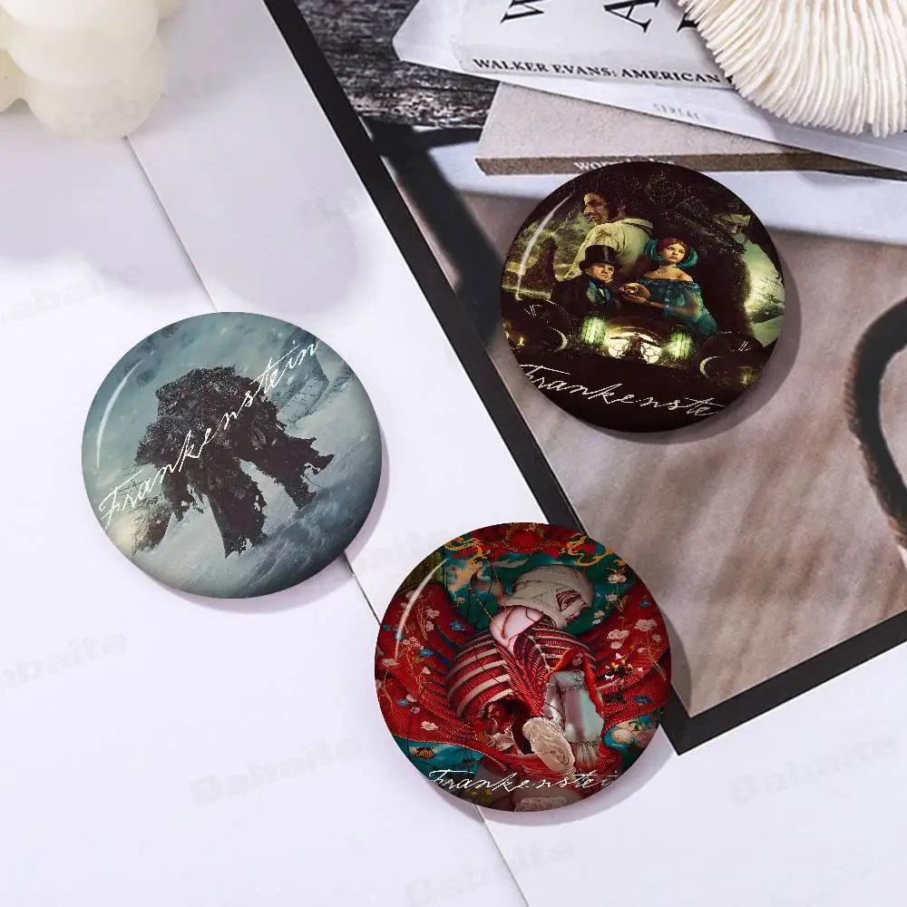 Vintage Frankenstein Monsters Creative Pins Funny Round Snap-in Brooch Badge Backpack Hat Accessories Jewelry Gifts For Friend