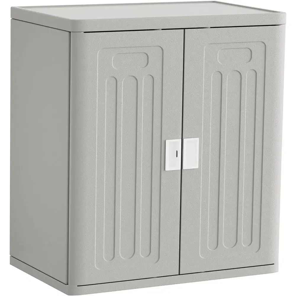 Weatherproof Outdoor Storage Cabinet with 1 Shelf, All-Weather Patio Shed for Lawn Care Accessories, 19.7 D x 29.5 W x 35.4 H, G