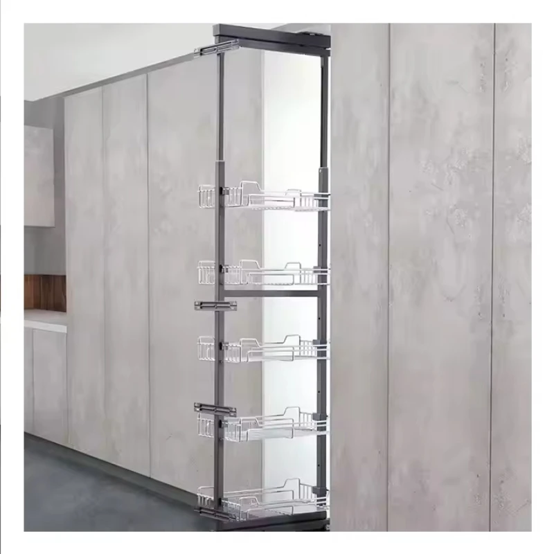 Kitchen Pantry Cabinets Pull Out Wire Glass Basket High Pantry Unit