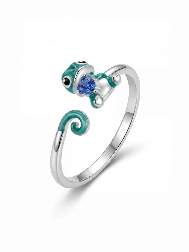 925 Sterling Silber Liebesherz-Ring mit veränderbarem Eidechsenmotiv, verstellbar, für Damen, Party, Jahrestag, Alltag, hochwertiger edler Schmuck – Detail 8
