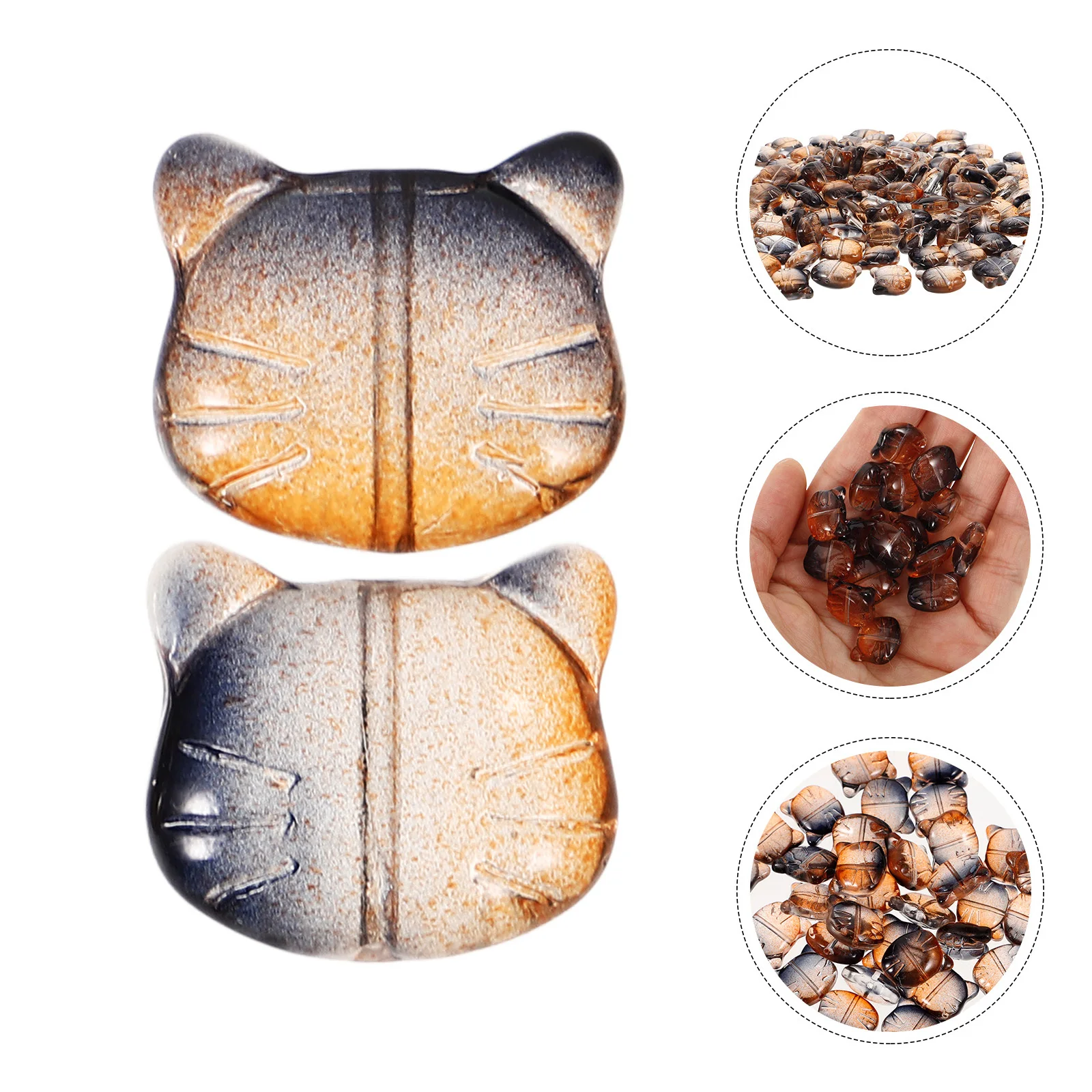 

100pcs Glass Cat For Jewelry Making Diy Craft Loose Spacer Beads Bulk Glass Beads For Keychain Bracelet Handmade Decoration