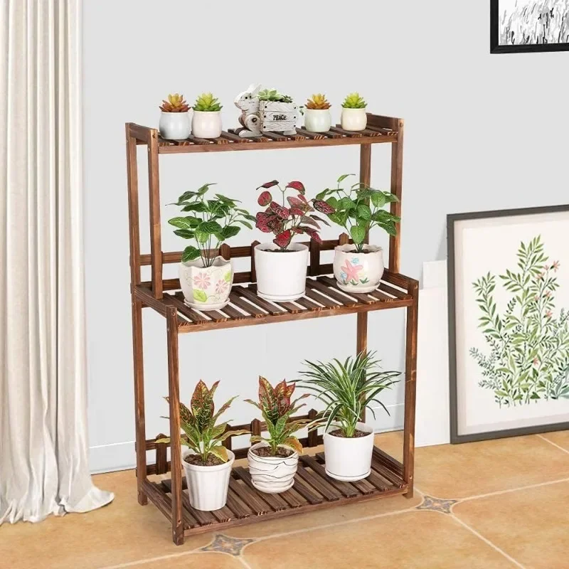 3 Tier Wood Plant Stand Vertical Plant Dislay Shelf Indoor Ourdoor Plant Rack, Balcony Living Room, Kitchen, Porch Organizer