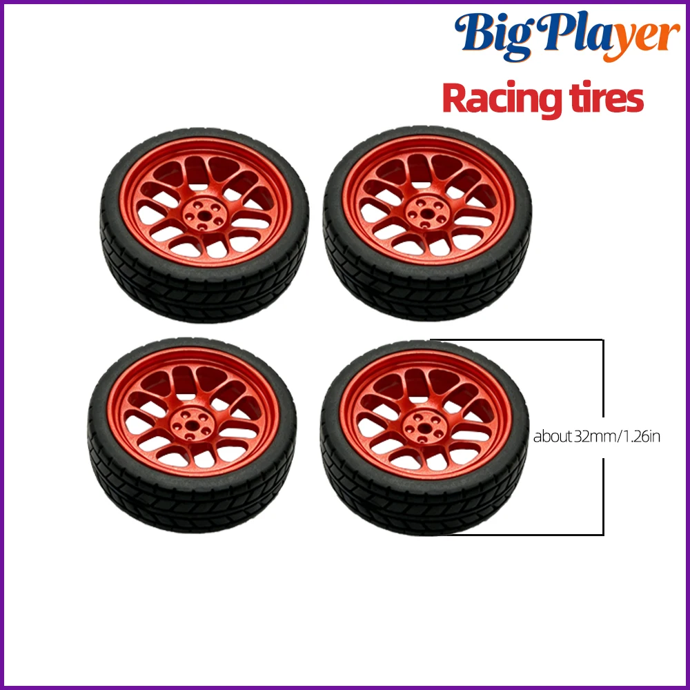LDRC 4Pcs 32mm Metal Hard Drift Wheel Tire Assembly Upgrade Parts