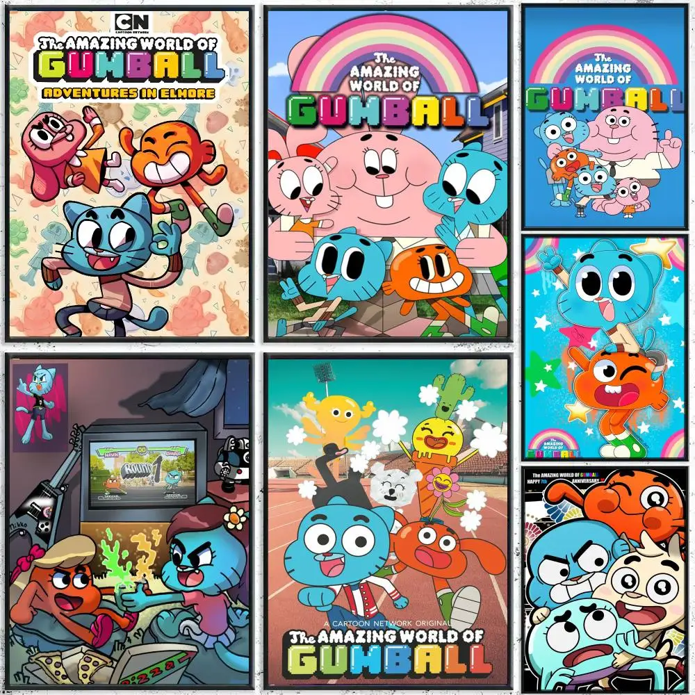 T-The Amazing World of Gumball Poster Perfect Sticker Self Adhesive for Office Home Theater Wall Art Decor Fancy Gift